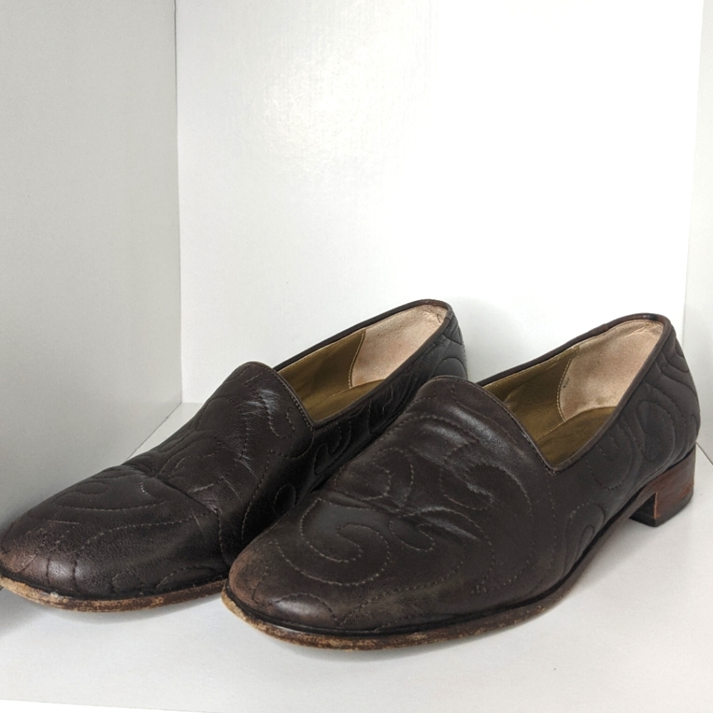 Vintage Yves Saint Laurent YSL brown leather loafers